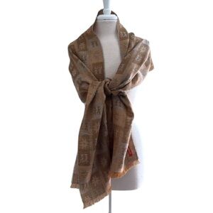Amano Sol Baby Alpaca Silk Blend Lightweight Neutral Patterned Rectangular Scarf
